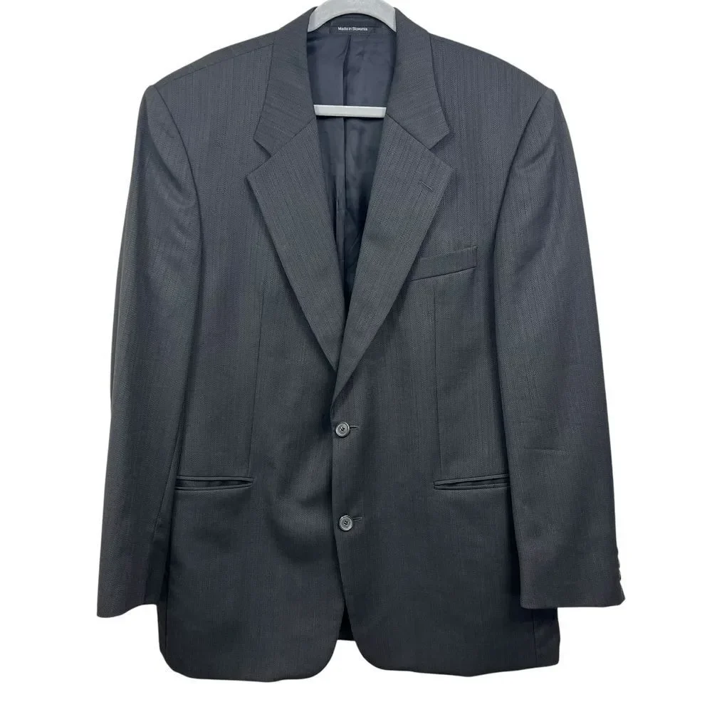 Bachrach Signature Mens Wool Suit Blazer Sport Coat 2 Button‎ Notched Gray R-44
